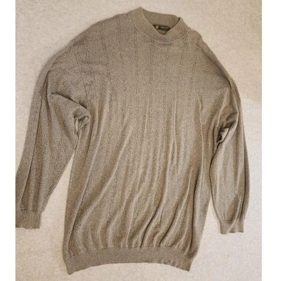 Suéter masculino Principe marrom grande feito na Itália pescoço simulado malha texturizada - Imagem 1 de 4