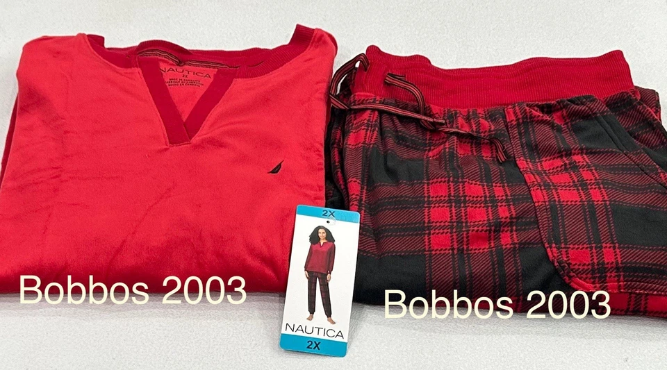 Nautica Women's 2-Piece Fleece Fabric Pajama Set, Red, Size 2X - Image 1 of 4
