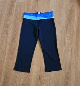 Ivivva by Lululemon Black Crop Leggings With Blue Girls Size 12 - Picture 1 of 6