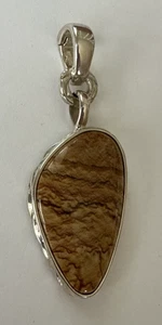 Vintage Relios Carolyn Pollack Sterling Silver 925 Brown Jasper Enhancer Pendant - Picture 1 of 9