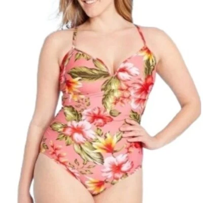 Traje de baño Kona Sol V Wire de alta cobertura con lazo trasero de una pieza para mujer 18 W nuevo con etiquetas Foto 1 de 4