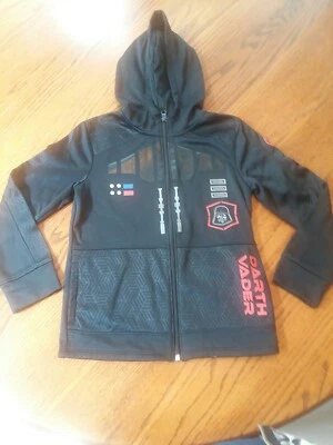 Star Wars Darth Vader Hooded Full Zip Front Sweatshirt Child Size 7X Black  - Image 1 of 4