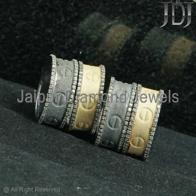 Eternity Band Natural Pave Diamond 925 Sterling Silver Jewelry Handmade Ring - Image 1 of 4