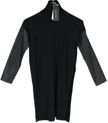 GUESS BY MARCIANO  Jumper Women's MEDIUM Leather Sleeves Side Split Turtleneck - Image 1 of 4