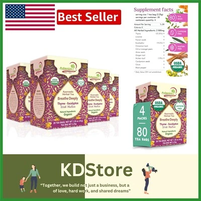 Bolsas de té de tomillo 80 unidades - Salud pulmonar mejorada con gordolobo y eucalipto orgánicos Foto 1 de 4