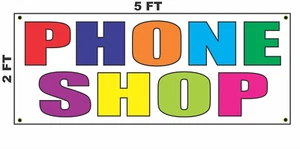 PHONE SHOP Multi-colored Banner Sign 2x5 for Gas Station Convenience Store Cell - Picture 1 of 1