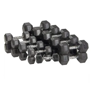 Six-Sided Durable Rubber Coated Hex Dumbbell Sets | 10-70 lb Range (Pairs) - Picture 1 of 28