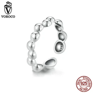 Anello Voroco Argento Sterling 925 Forma Bolla Apertura Dito Donna Regali Gioielli - Foto 1 di 12