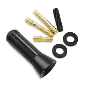 Auto Dach Kurz Stab Antenne 3,5cm Carbon Design Radio Universal Adapter Fuß DAB - Bild 1 von 8
