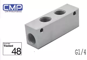 1/4 BSP pneumatic Inline Manifold Block, pipe compressor, 2 WAY SPLITTER UK - Picture 1 of 4