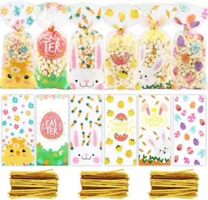 Easter Cookie Bags Easter Treat Bags Easter Cellophane Bags 120pcs in 6 Patte... - Picture 1 of 7