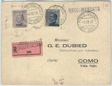 71513 - Storia Postale - AFFRANCATURA MISTA: EGEO + Rodi su RACCOMANDATA 1912