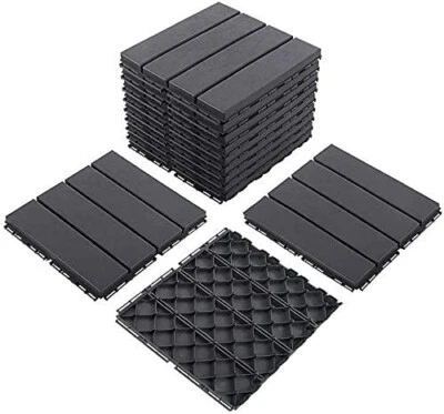 DOMI OUTDOOR LIVING Pre-Owned Domi Patio Deck Tiles, Four Slat Plastic Flooring, 36Pcs One Pack,Grey