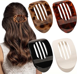 4 PCS Flat Hair Clips, round Lay down Hair Claw Clips for Women Girls, French St - Picture 1 of 7
