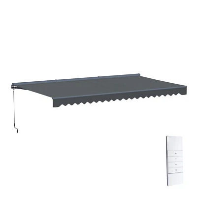 ALEKO Semi-Cassette Motorized LED Retractable 20x10 ft Patio Awning Canopy Grey - Image 1 of 4