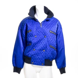 Vintage Retro Nils Quilted Womens Ski Jacket Blue Oversized Skiwear Snow Coat 10 - Picture 1 of 7