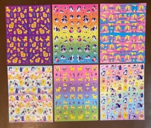 Rare 1990s Vintage Lisa Frank Sticker Sheets Mini Golden Retrievers Cats Dogs - Picture 1 of 13