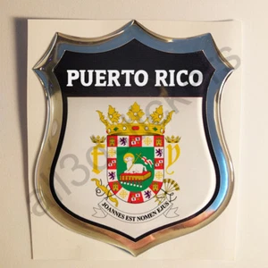 Pegatina Emblema Puerto Rico Escudo de Brazos 3D Resina Cúpula Gel Calcomanía de Vinilo - Imagen 1 de 1