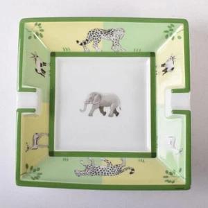 Hermes Paris Ashtray Elephant Africa Plate Dish Porcelain Tray Cigar 16cm - Picture 1 of 13