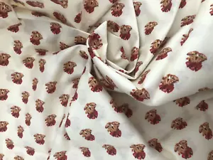 VTG 1 Yd Ivory Red QUILT Brass BELLS XMAS PRINT Cotton FABRIC 43WX36L Jo-Ann - Picture 1 of 5