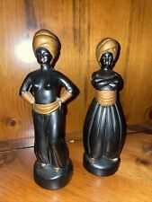 Vintage Alexander Backer Chalkware Black Statues