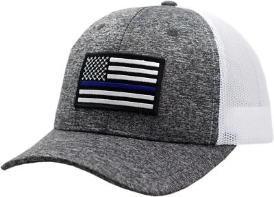 Blue Line Flag Snapback Trucker Mesh Charcoal/White 8964 - Image 1 of 3