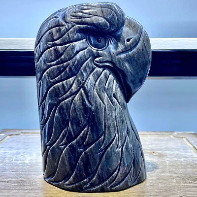 Escultura de cuarzo con cabeza de águila - Estatua de pájaro de cristal tallada a mano - 5,8 lb Foto 1 de 4