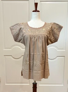 Sandra Blouse From San Antonino Oaxaca mexico. Artisan Top, Boho, short sleeve. - Picture 1 of 7