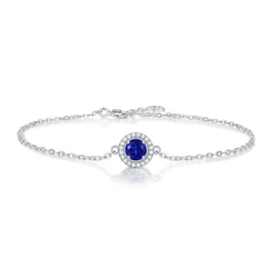 Damenarmband 0,5 kt Rundschliff Lab Created blauer Saphir 18 K Weißgold-Finish - Bild 1 von 9