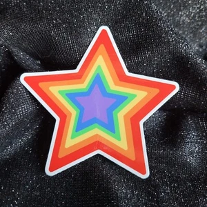RNBW002 Rainbow Star Shaped Pride Sticker | LGBTQ Stickers Queer Ally Stars Love - Picture 1 of 4