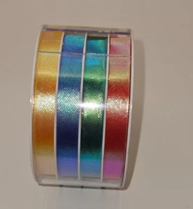 Double Faced Satin Ribbon Glitter Metallic 55 feet Gift Wrapping 3/8" 4 colors - Picture 1 of 3