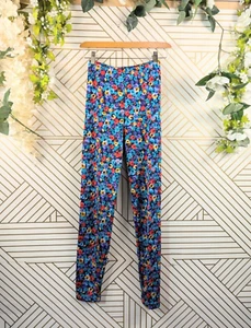 AMERICAN APPAREL Women's Floral Bright Nylon Printed Leggings Stretch Size Large - Picture 1 of 6