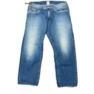 TRUE RELIGION Jeans Waist Size 38 x 29 Distressed Faded Classic Denim - Picture 1 of 11