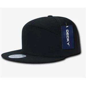 Decky 1098-BLK 7 Panel Cotton Snapbacks - Black - Picture 1 of 1