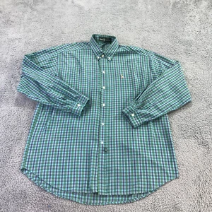 Vintage Ralph Lauren Green Label Shirt Mens Large  Button Up Green Check Pony - Picture 1 of 7