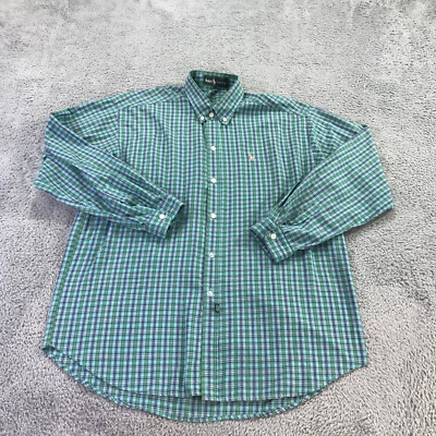 Vintage Ralph Lauren Green Label Shirt Mens Large  Button Up Green Check Pony - Image 1 of 4