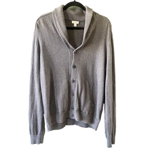 Gap Cardigan Mens Large Gray Cotton Cashmere Shawl Collar Grandpa Core Sweater - Picture 1 of 9