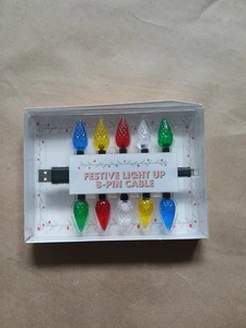 Vivitar Festive Light Up 8 Pin USB-A Charging Cable Holiday Cheer - Picture 1 of 4