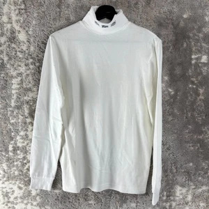 Woolrich Size S Turtleneck Minimalist Casual Top White Long Sleeve Pullover - Picture 1 of 7