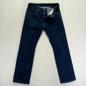Levi Strauss 501 Mens Dark Wash Button Fly Straight Leg Jeans 33x32 - Picture 1 of 9
