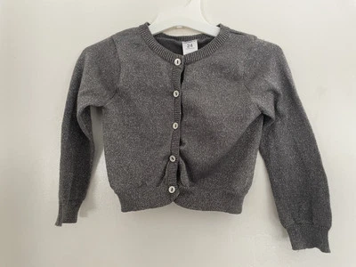 Cárdigan Carter's Bebé Niñas Brillante Metálico Botón Punto Acanalado Manga Larga Gris 24M Foto 1 de 4