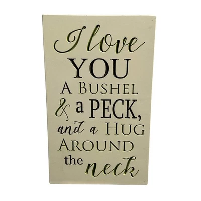 Letrero de decoración de pared o mesa de bloque de madera maciza Cottagecore Bushel And A Peck años 90 Foto 1 de 4