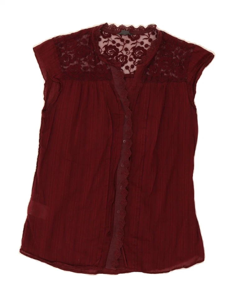 Blusa Camisa EDDIE BAUER Mujer Ver a Través UK 6 XS Borgoña Floral BN05 Foto 1 de 3