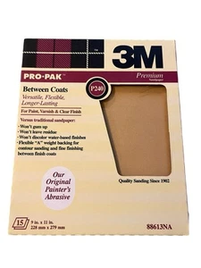 3M Pro-Pak Between coats P240 240 88613NA 15-9x11 Sandpaper Sheets NOS Pack - Foto 1 di 5