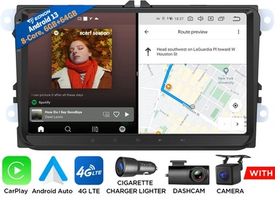 CarPlay Android 13 6+64 Rádio Estéreo para Carro GPS Navegação DSP Para VW Volkswagen CC Passat - Imagem 1 de 4