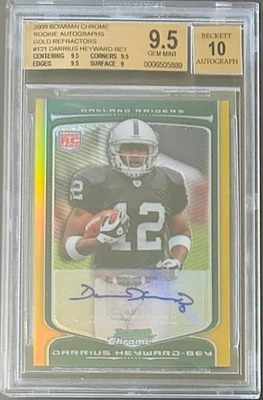 Darrius Heyward-Bey 2009 Bowman Chrome Gold Refractor BGS 9.5 10 Auto #12/25 Jsy - Image 1 of 2
