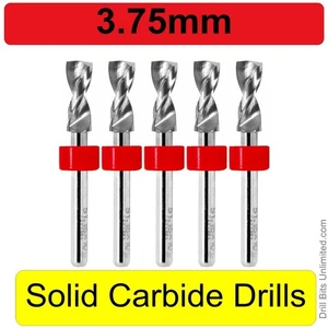 3.75mm .148" Carbide Drill Bits 1/8" Shank FIVE Pieces Solid Carbide R/S - Picture 1 of 4