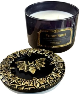 Moderne Alchemie Halloween Kerze FRIGHT NIGHT wunderschön Metall Fledermaus Deckel 2 Docht - Bild 1 von 9