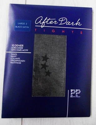 Elegant Pretty Polly Vintage 1980s 10 Denier 'Triple Star' Motif Tights Black/L - Image 1 of 4