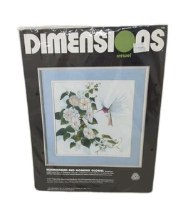 Dimensiones #1355 Kit de Bordado Crewel Colibrí y Glorias Matutinas Sellado 1988 - Imagen 1 de 11